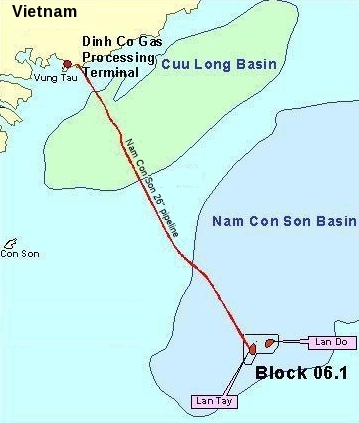 Nam Con Son pipeline route
